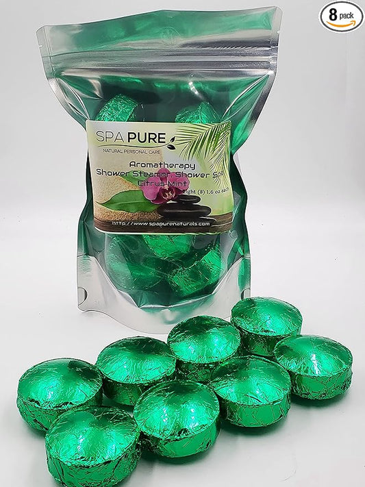 Citrus Mint Aromatherapy Shower Bombs/Steamers: 100% Natural/Organic Essential Oils - Transform Your Shower (8 Count) Pack of 1