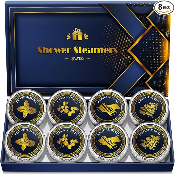 Shower Steamers Aromatherapy, Birthday Gifts for Men, SPA Self Care Relaxation Stress Relief Natural Essential Oils Bath Bombs, Christmas Stocking Stuffers for Dad Husband Boyfriend (8 Pack)