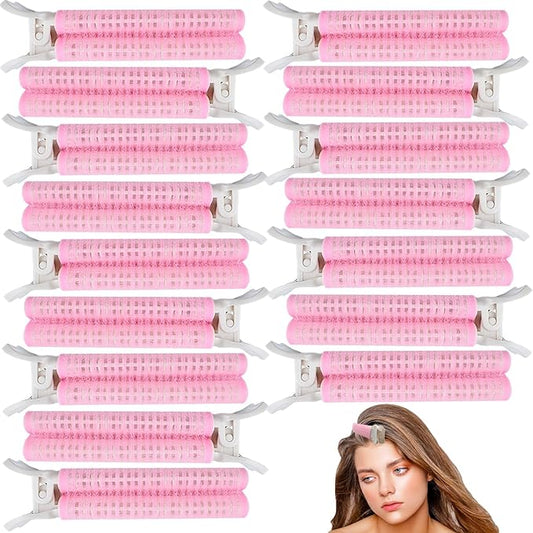 16 PCS Volume Hair Roller Clips Root Clips for Instant Volumizing and Fluffy Hairstyles for Women (Pink)