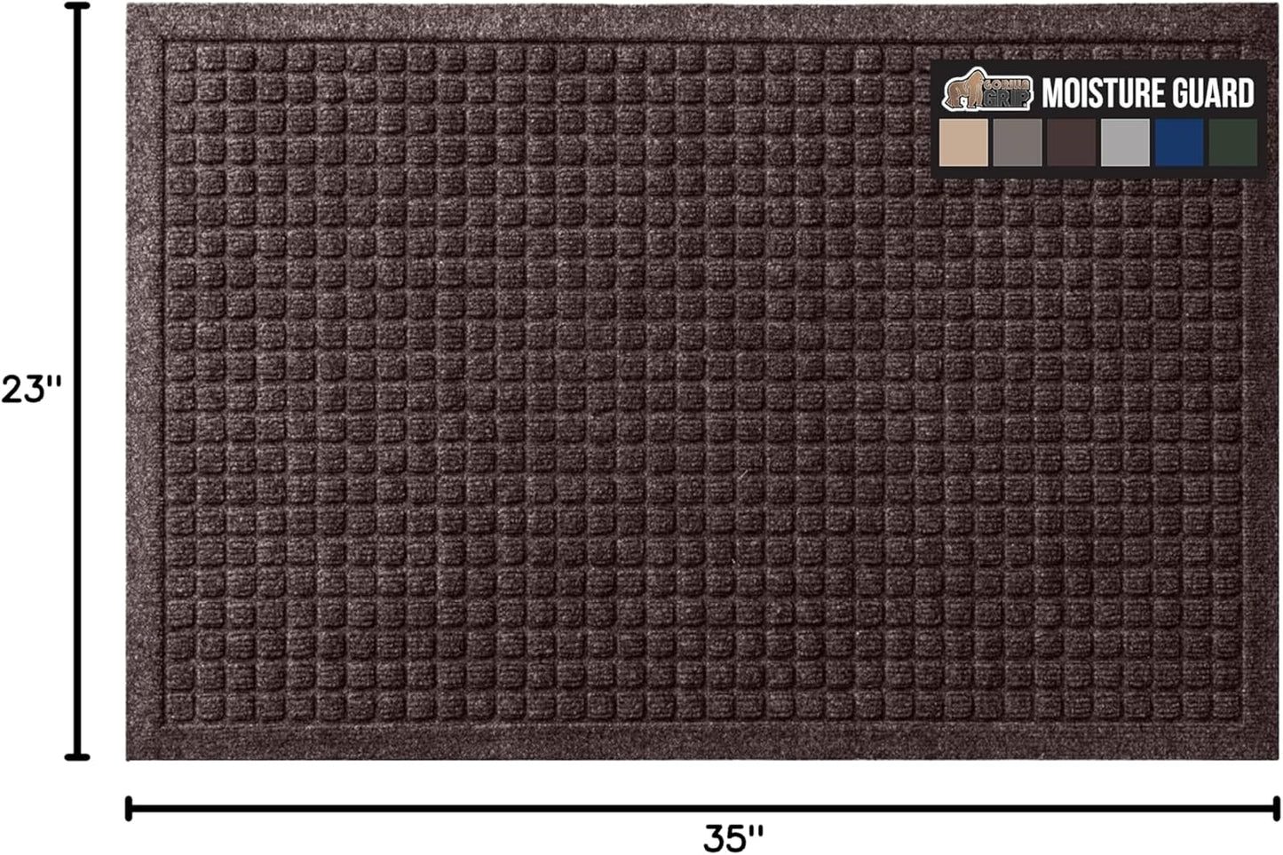 GORILLA GRIP Front Door Mat, 35x23, Indoor Outdoor Ultra Absorbent HydroAbsorb Doormat, Absorbs Up to 5.7 Cups of Water, Stain and Fade Resistant, Rubber Backing Doormats, Captures Dirt, Coffee