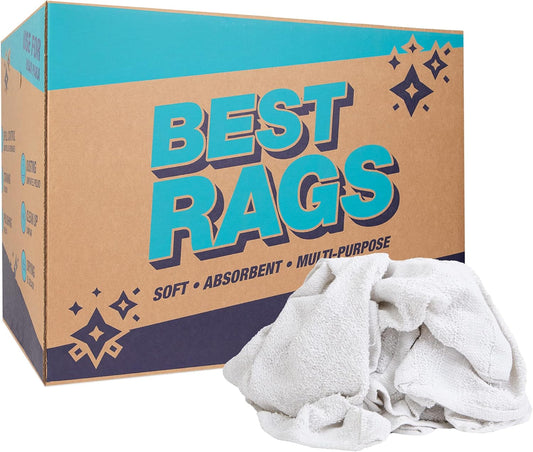 Arkwright W11 Terry Cloth Towels for Cleaning - Soft Cotton Blend Washable Multi-Purpose Bar Mop, Absorbent & Quick Dry, Bulk Box of Rags for Kitchen, Auto Shop, and Garage, 50 lb, White