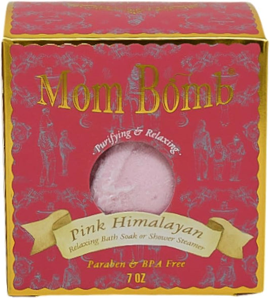 Mom Bomb Pink Himalayan Bath Bomb (Shower Steamer) – Essential Oils, Clean Ingredients – Relaxing Aromatherapy Fizz, Skin-Softening – Made in USA - Gift for Women 5 Ounce