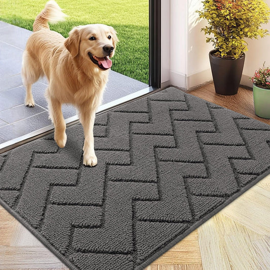 hicorfe Indoor Doormat,Front Back Door Mat Rubber Backing Non Slip Door Mats 24"x35" Absorbent Resist Dirt Entrance Doormat Inside Floor Mats for Entryway Washable Low-Profile (Grey)