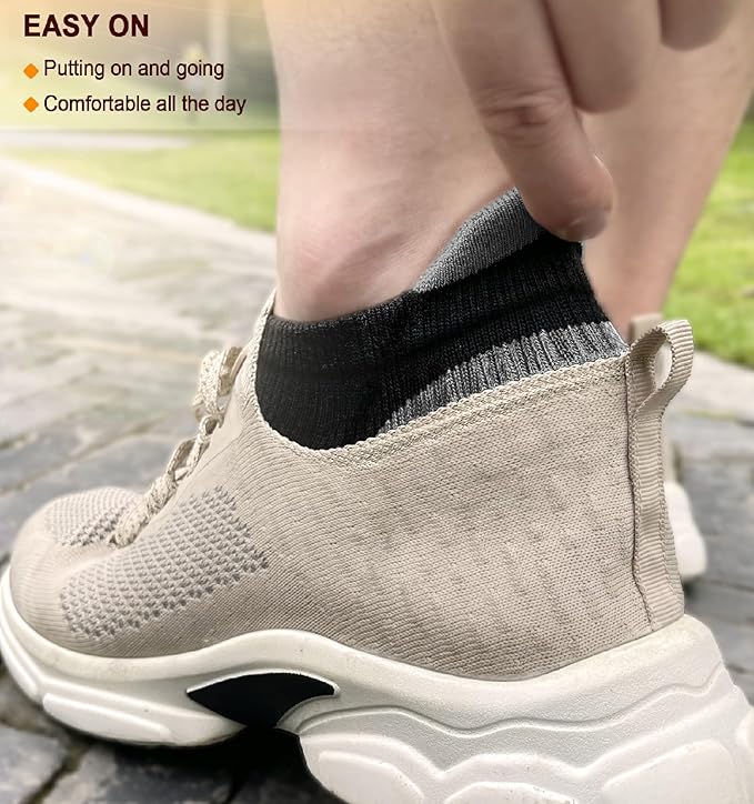 BULLIANT Men Running Socks 6Pairs-Ankle Athletic Socks Wicking Cushioned for Men Walking-Arch Compression Support