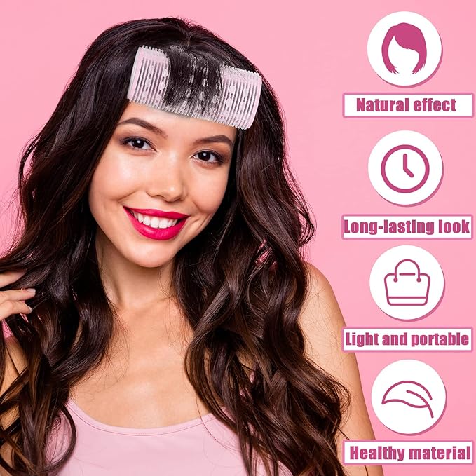 WILLBOND 4 Pcs Long Hair Rollers for Bangs Aluminum Core Curlers Thermal Self Grip Roller for Long and Medium Hair Women Hairstyle(4.7 x 2 Inch,Light Pink)