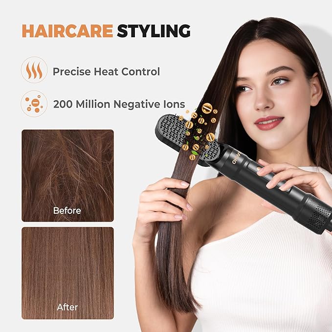 Blow Dryer Brush Set of 6, Air Curling Iron 3 Temperature Negative Ionic Hair Dryer Brush, Hot Air Brush Hair Styling Tools, 800W Volumize Straightener Round Brush Blow Dryer 100-120V