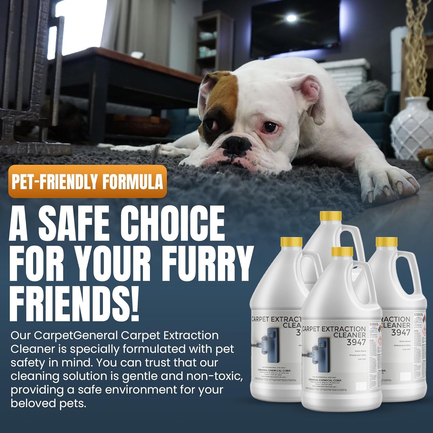 Carpet Extraction Cleaner - Water-Based Professional Deep Clean Carpet Cleaner Solution for Machine - Heavy Duty Stain Remover, Pet-Friendly, Ideal for Residential & Commercial Use