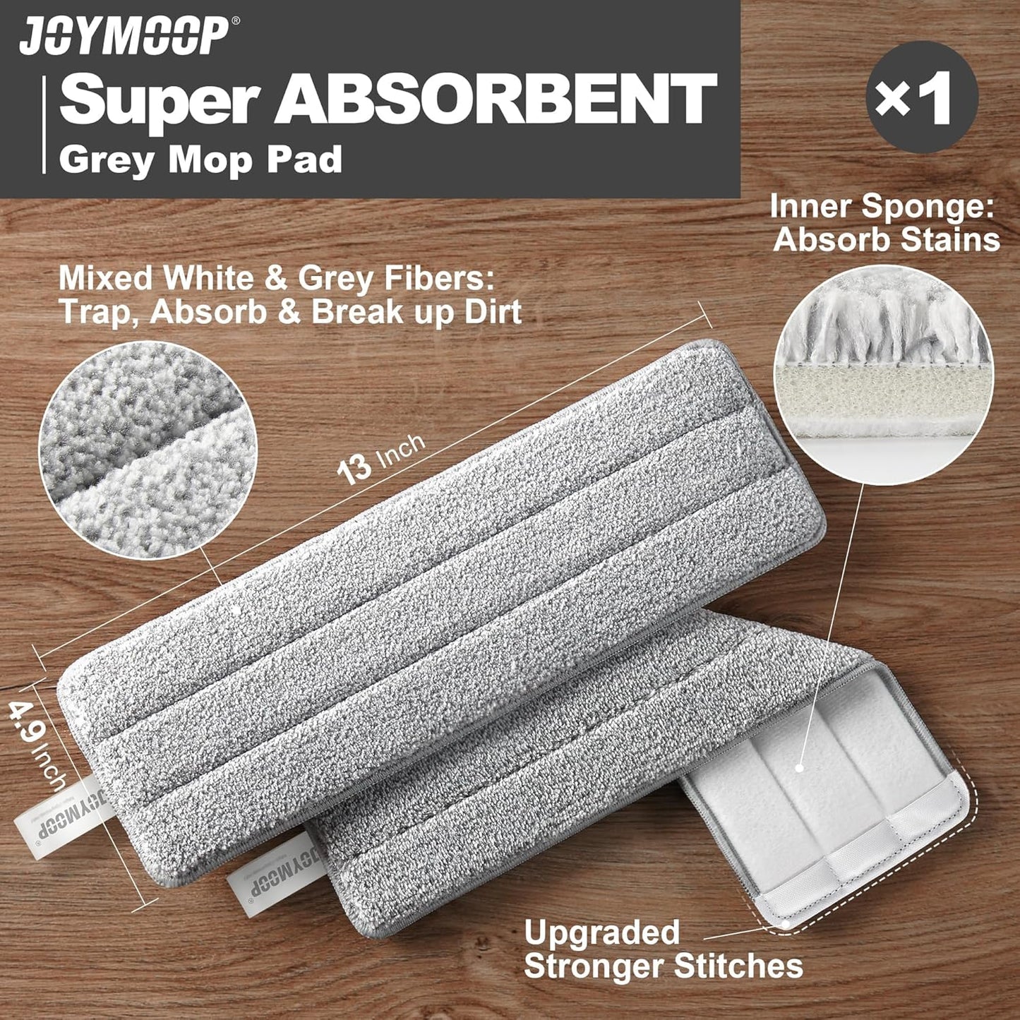 JOYMOOP Easy Clean and Self-Squeezing Microfiber Flat Mop and Bucket System, Mops for Floor Cleaning and Wall Cleaner, Hardwood, Tile, Laminate, Vinyl Floors, Smooth Walls, and Glass Windows