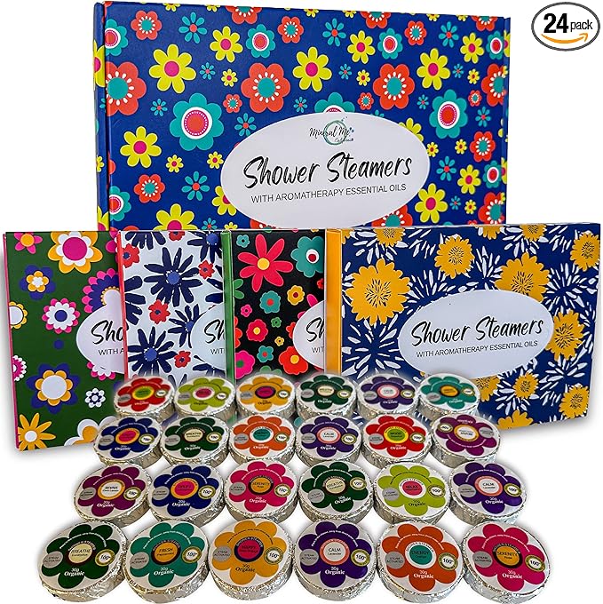 Shower Steamers for Women Gift Set, 24pc Shower Bombs Aromatherapy Gift Set w/Organic Essential Oils. Shower Melts, Bath Bombs for Shower, Birthday Gifts, Individually Wrapped & 4 Boxes of Pack of 6