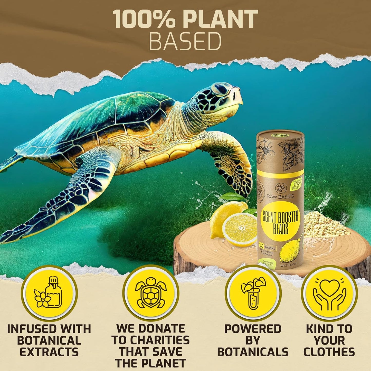 Scent Boosters for Washer, Wild Lemon Aroma - Bulk Laundry Booster Beads and Fabric Smell Deodorizer - In Wash Odor Eliminator Pods for Fresh Scented Clothes