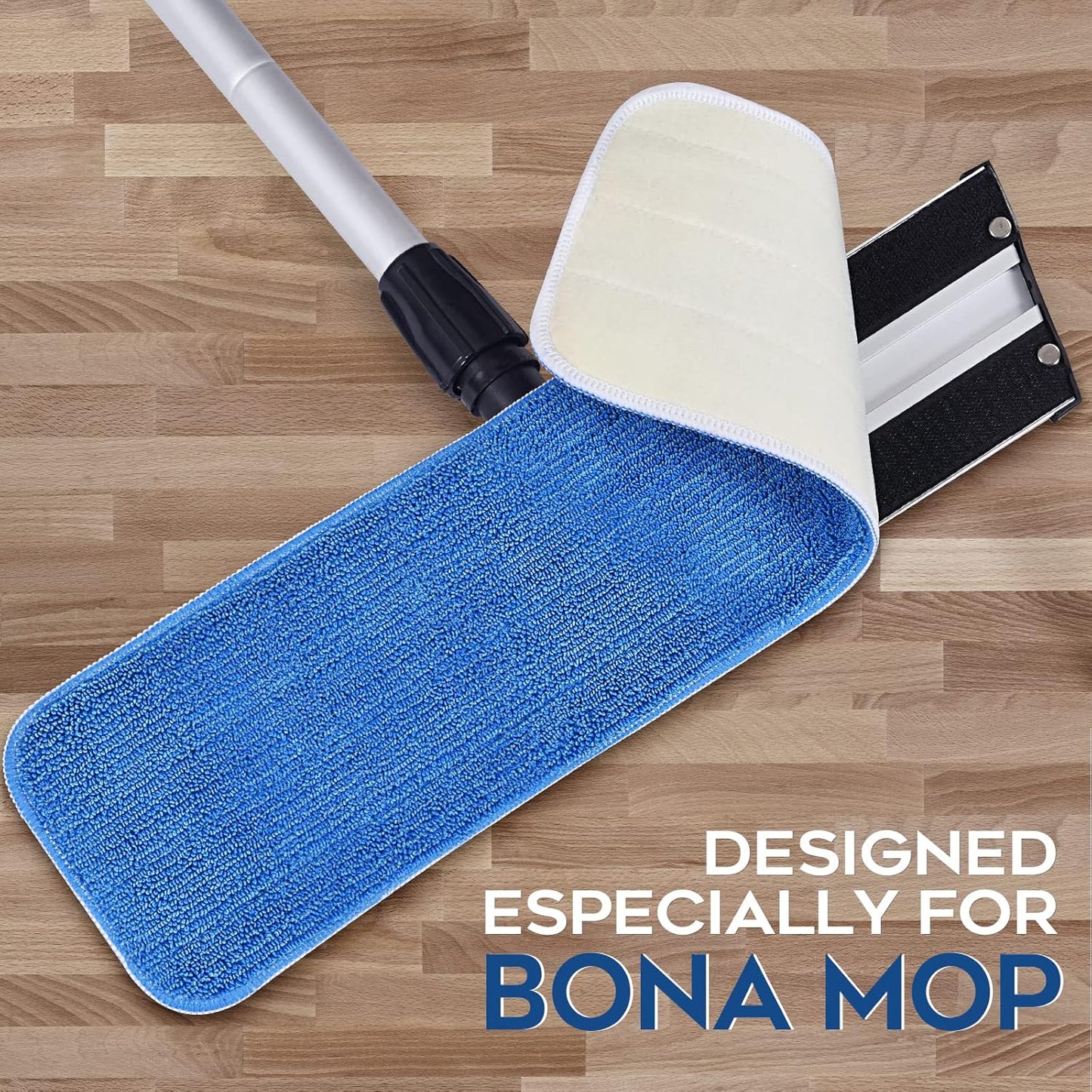 Matthew 18'' Microfiber Spray Mop Replacement Pads Heads for Wet Dry Reusable Mops Floor Home Commercial Cleaning Refills, Machine Washable Fits Compatible with Bona Mop&Most Spray Mops Blue (3 Pack)