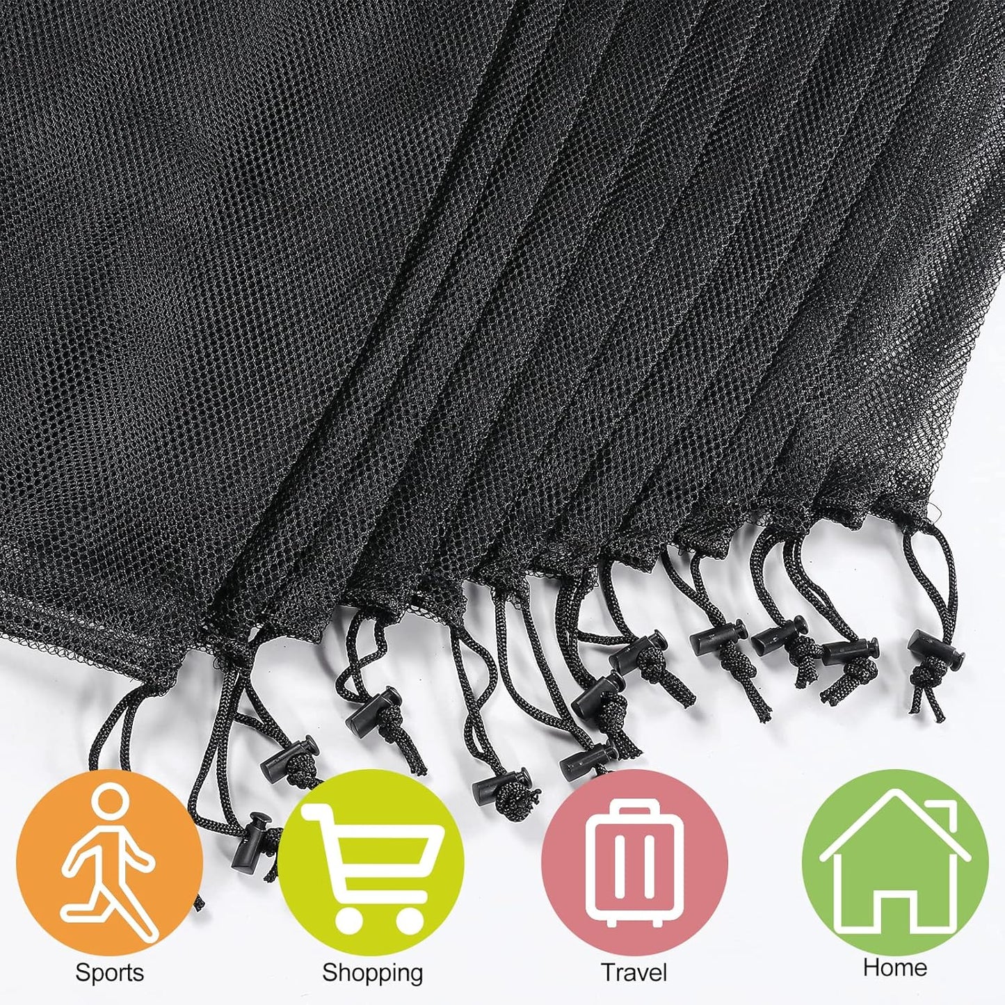 13"X15.5" 24Pcs Mesh Laundry Drawstring Bag Nylon Drawstring Gym Bag with Cord Lock Closure