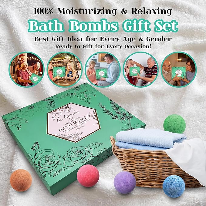 Mothers Day Bath Bomb Gift Set - 42 Moisturizing Bath Bombs for Women & Men! Birtday Gift Bath Bombs Ideal Gift Set! 100% Natural, Sulfate & Paraben Free