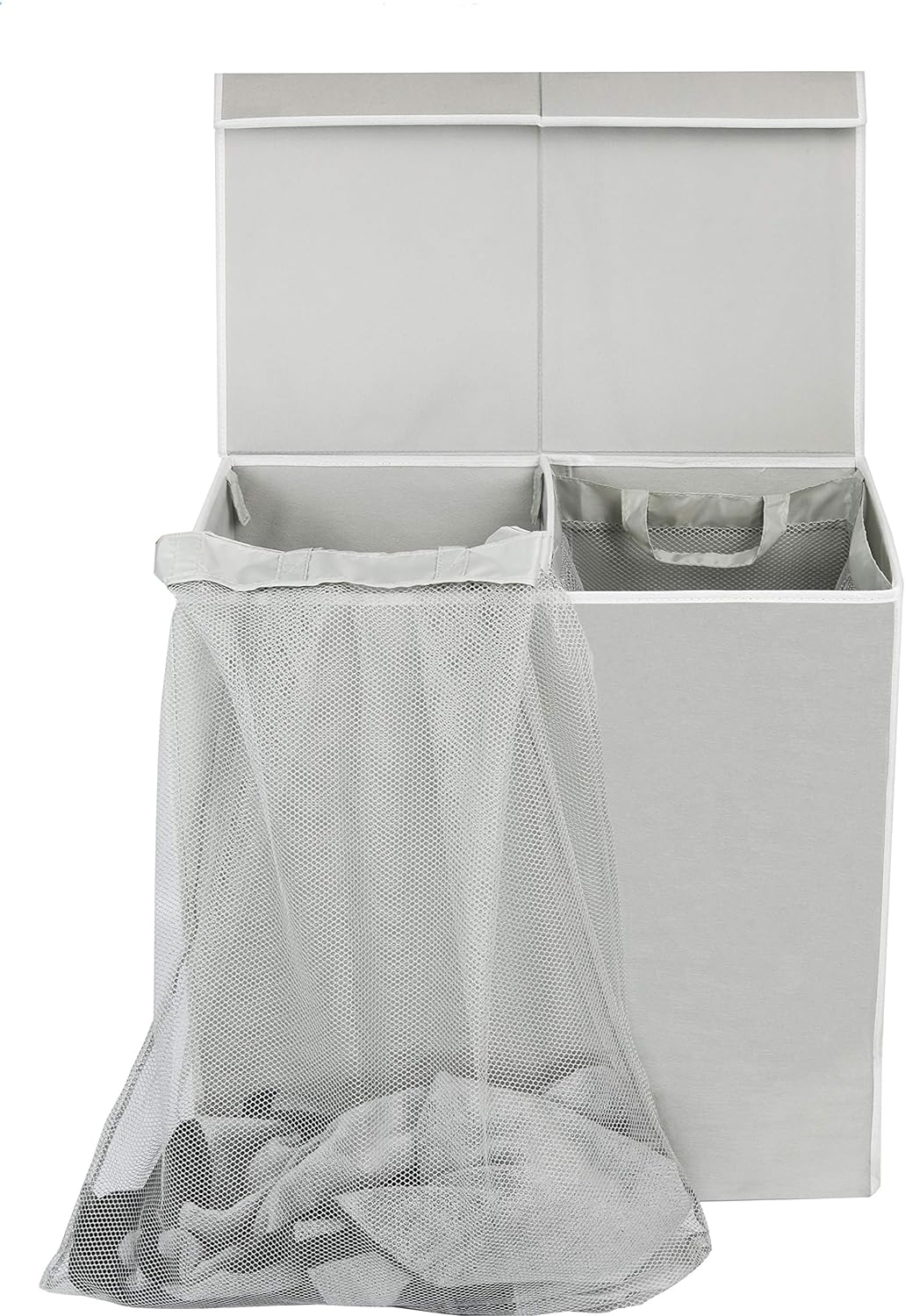 Simple Houseware Double Laundry Hamper with Lid and Removable Bags, Grey