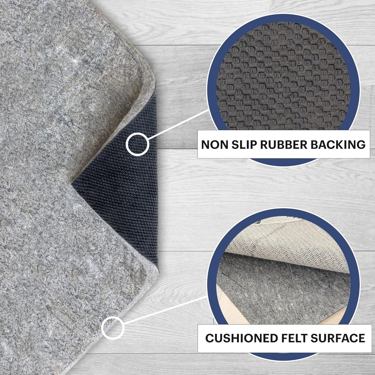 RUGPADUSA - Dual Surface - 2'x6' - 3/8" Thick - Felt + Rubber - Enhanced Non-Slip Rug Pad - Adds Comfort and Protection - for Hard Surface Floors
