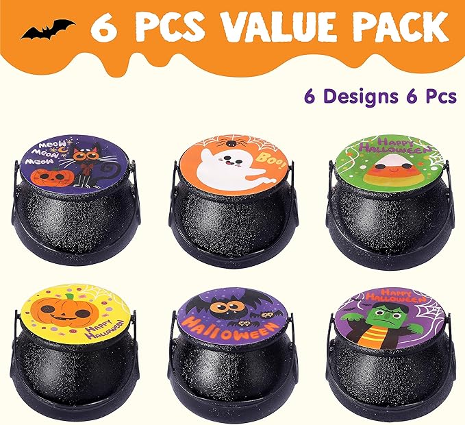 JOYIN Halloween Witch Cauldron Themed Bath Bomb with Mochi Squishy Toy, 6 Packs Bubble Kids Bath Bombs with Surprise Toy Inside, Trick or Treating, Halloween Party Favors Supplies, Goodie Bag Stuffers
