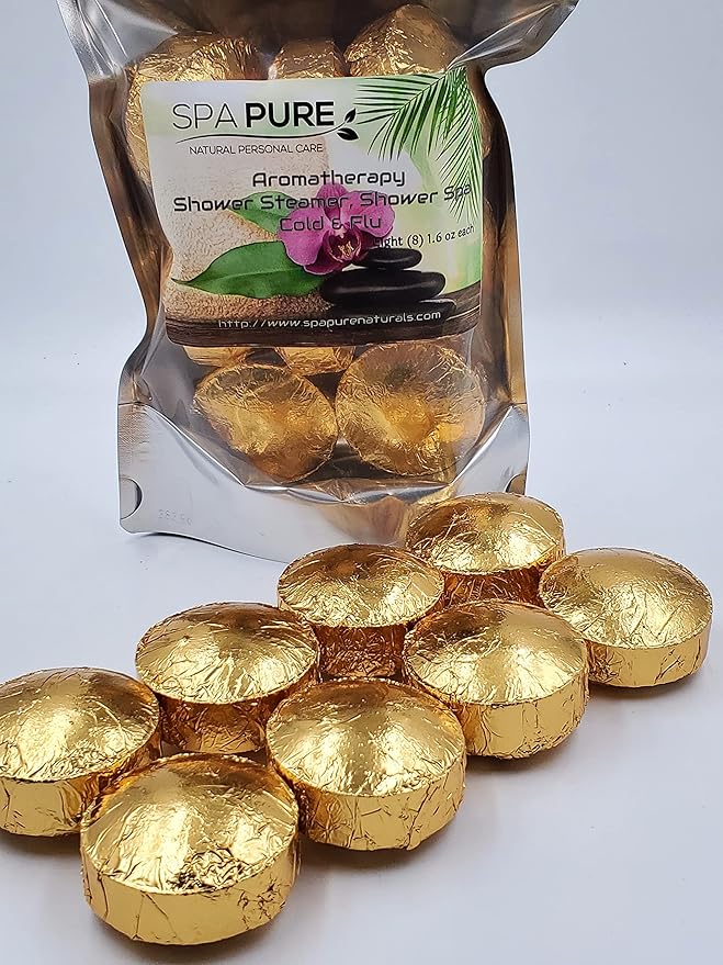 Spa Pure Cold Relief Aromatherapy: Shower Steamers, Shower Bombs, Bath Melts, USA Made with 100% Pure Essential Oils - Transform Your Shower 8 Count (Pack of 1)