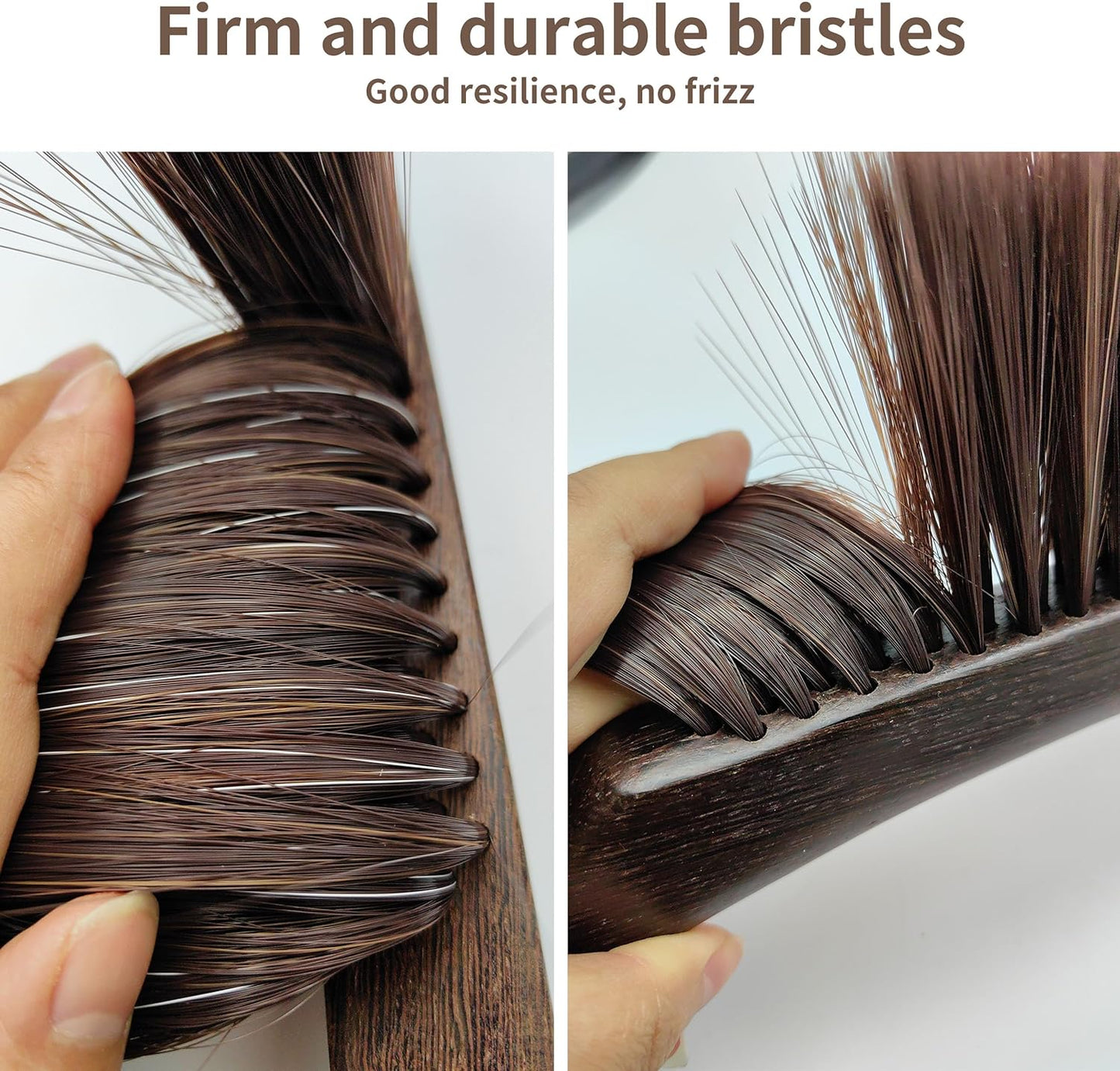 2 Pcs Wooden Hand Broom Brush, Dust Bench Brush Whisk Broom Soft Bristle Brush for Car Bed Furniture Clothes Couch Draft Sofa Fireplace Clothes Household Cleaning with Long Wood Handle(Brown)