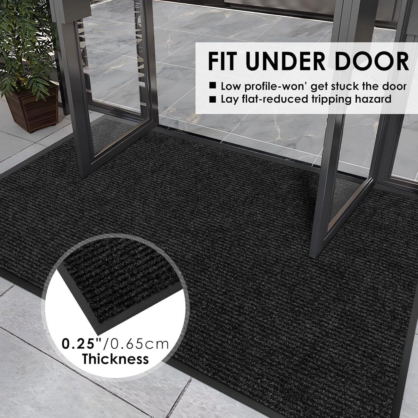 2′ x 54′ Front Door Mat Indoor Outdoor Entrance, Commercial Floor Mat Heavy Duty Dirt Trapper Entryway Doormat, Custom Size Non Slip Rubber Backing Welcome mat, Door Mat for High Traffic Area