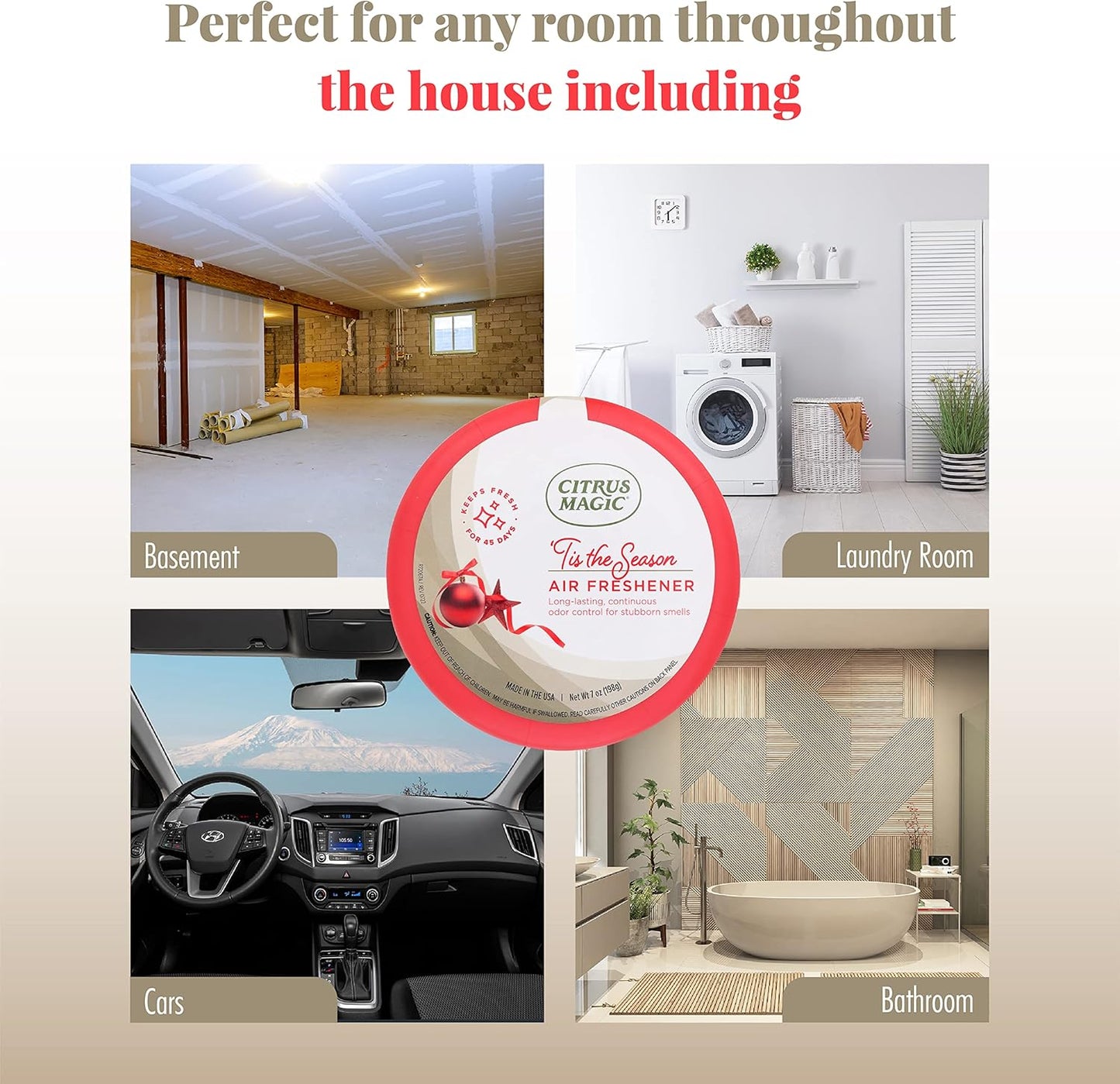 Citrus Magic Holiday Odor Absorbing Solid Air Freshener, 'Tis the Season, 7-Ounce, Pack of 3