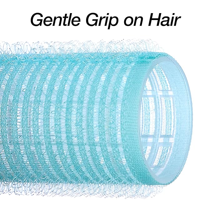 10pc Gentle Grip Hair Roller Set for Salon-Style Voluminous Curls at Home (PURPLE/BLUE)