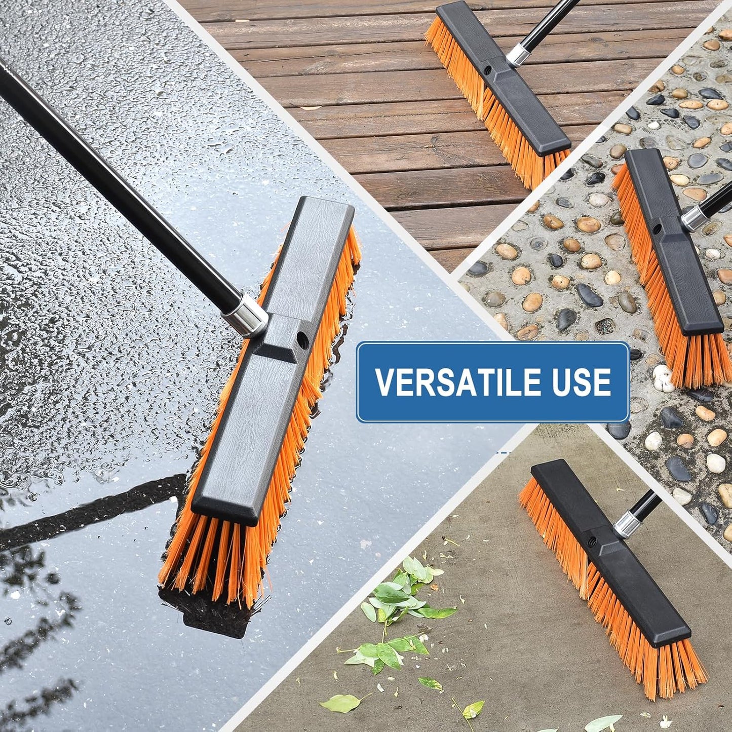 PBHEPJ 24 Inchs Push Broom Outdoor Heavy Duty, Shop Broom with 60" Long Bandle for Cleaning Outdoor or Indoor Tile, Garage, Shop, Deck, Concrete, Wood, Stone, Patio Floor
