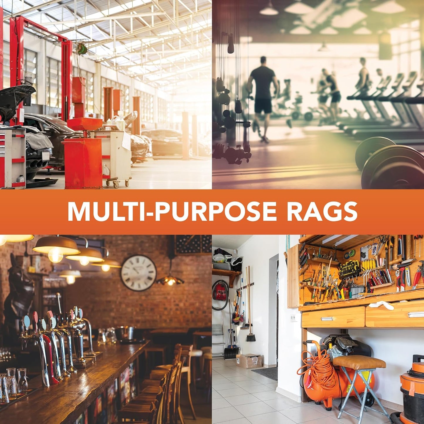 Arkwright W11 Terry Cloth Towels for Cleaning - Soft Cotton Blend Washable Multi-Purpose Bar Mop, Absorbent & Quick Dry, Box of Rags for Kitchen, Auto Shop, and Garage, 10 lb, White