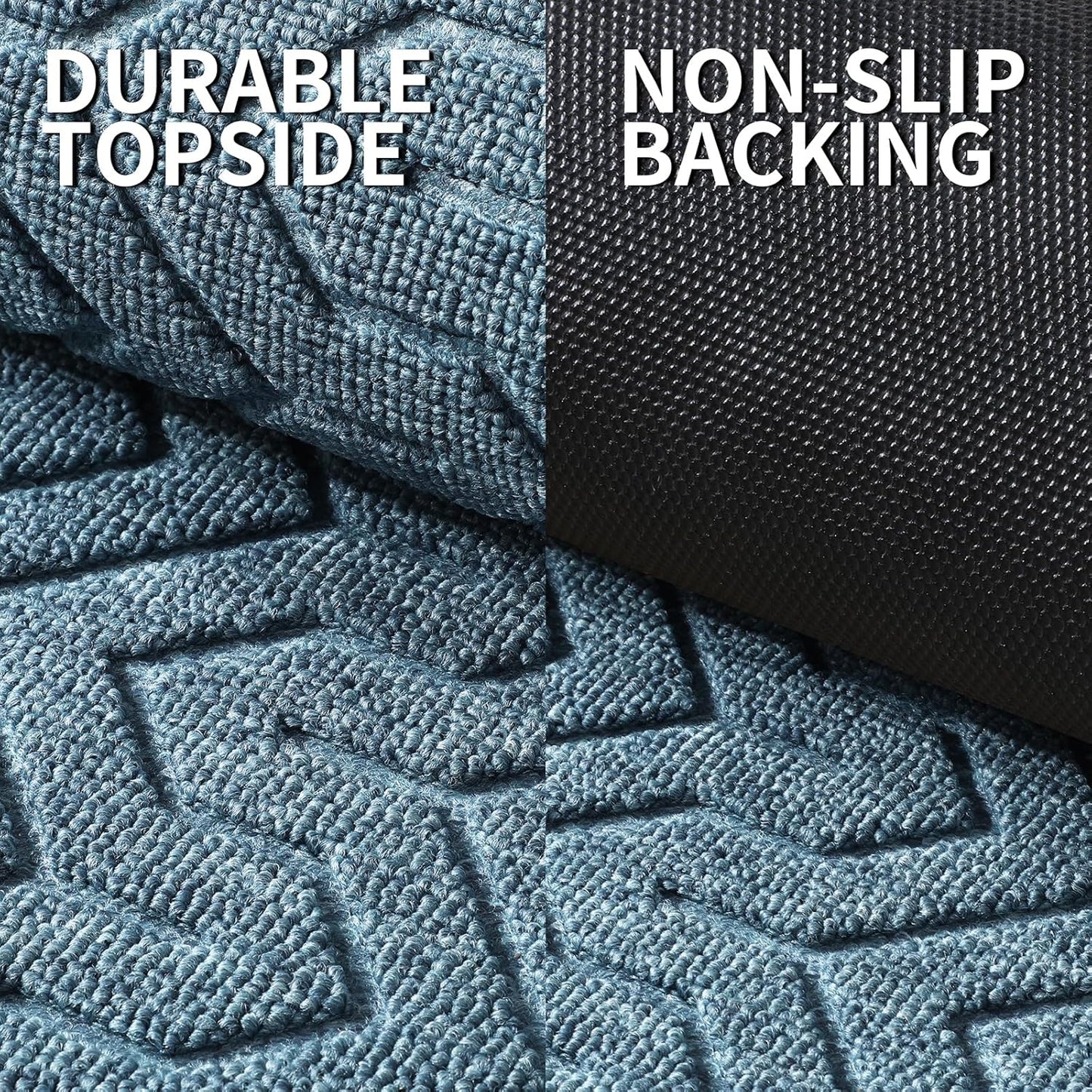 Yimobra Large Door Mat Outside Entrance 47x32, Waterproof Heavy Duty Outdoor Mats for Front Door, Non Slip Rubber Entry Mat for Garage Patio, Easy Clean, Mix Blue