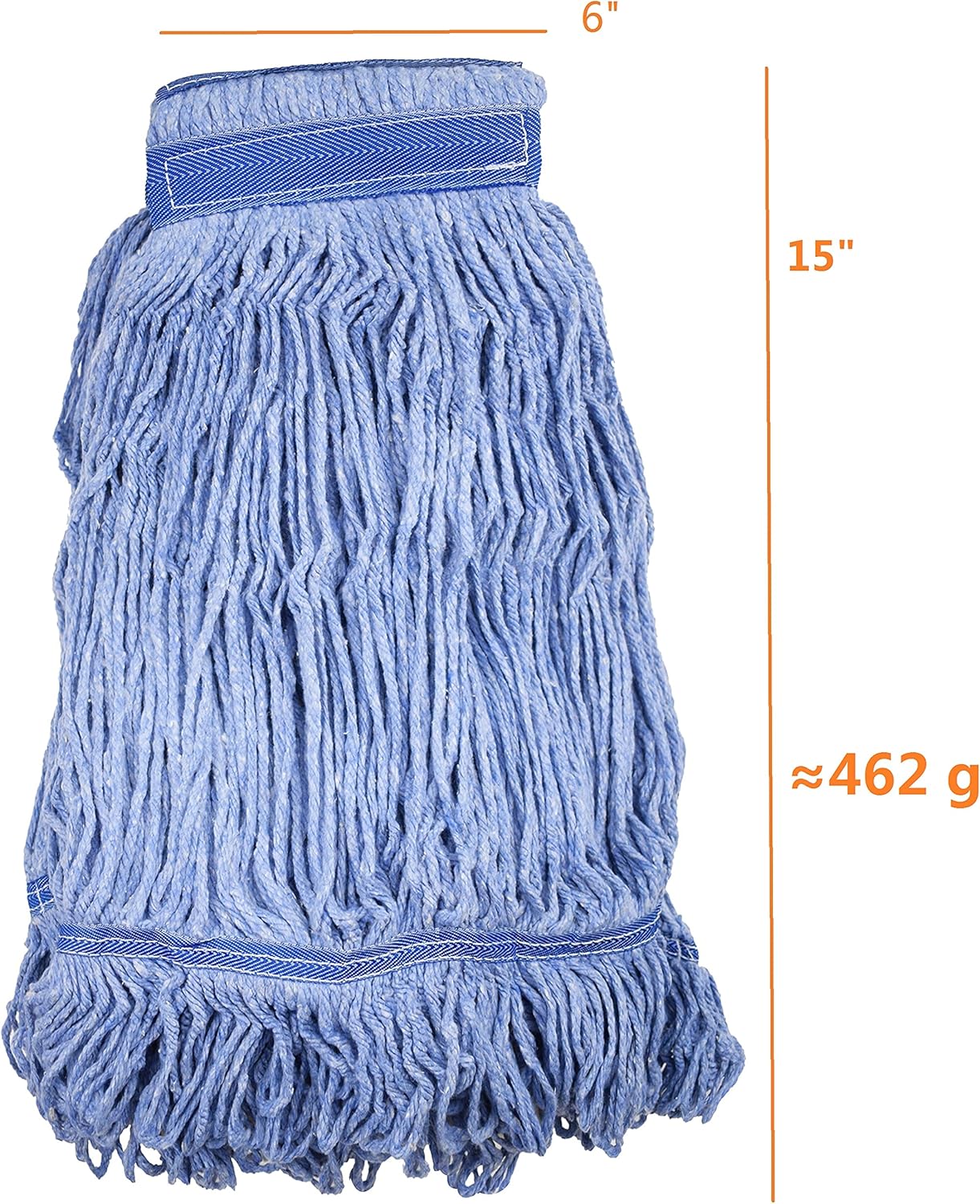 Mop Head Replacement Commercial Heavy Duty String Blue Wet Mop Heads for 3 Typs Commercial Mop Handle(6,Medium,Weight 16oz)