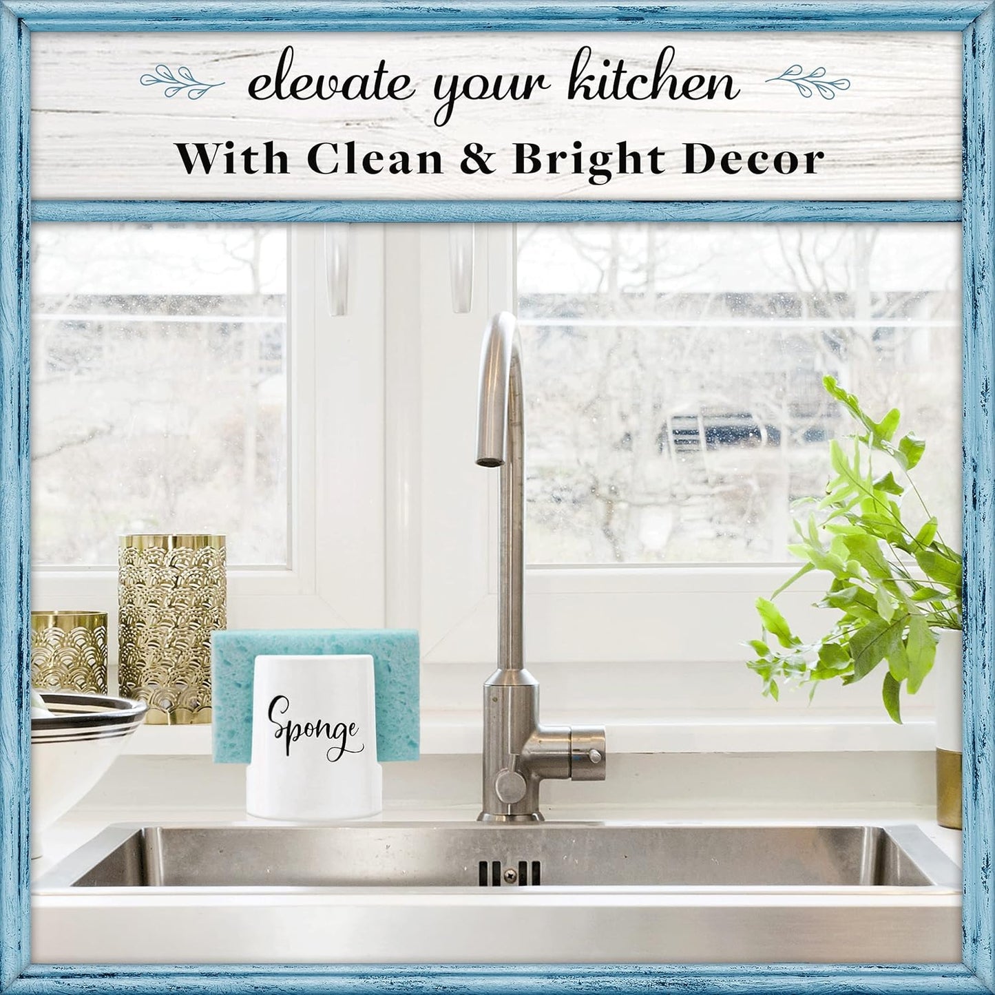 Home Acre Designs Sponge Holder for Kitchen Sink - Rustic Farmhouse Home & Kitchen Decor - White Ceramic