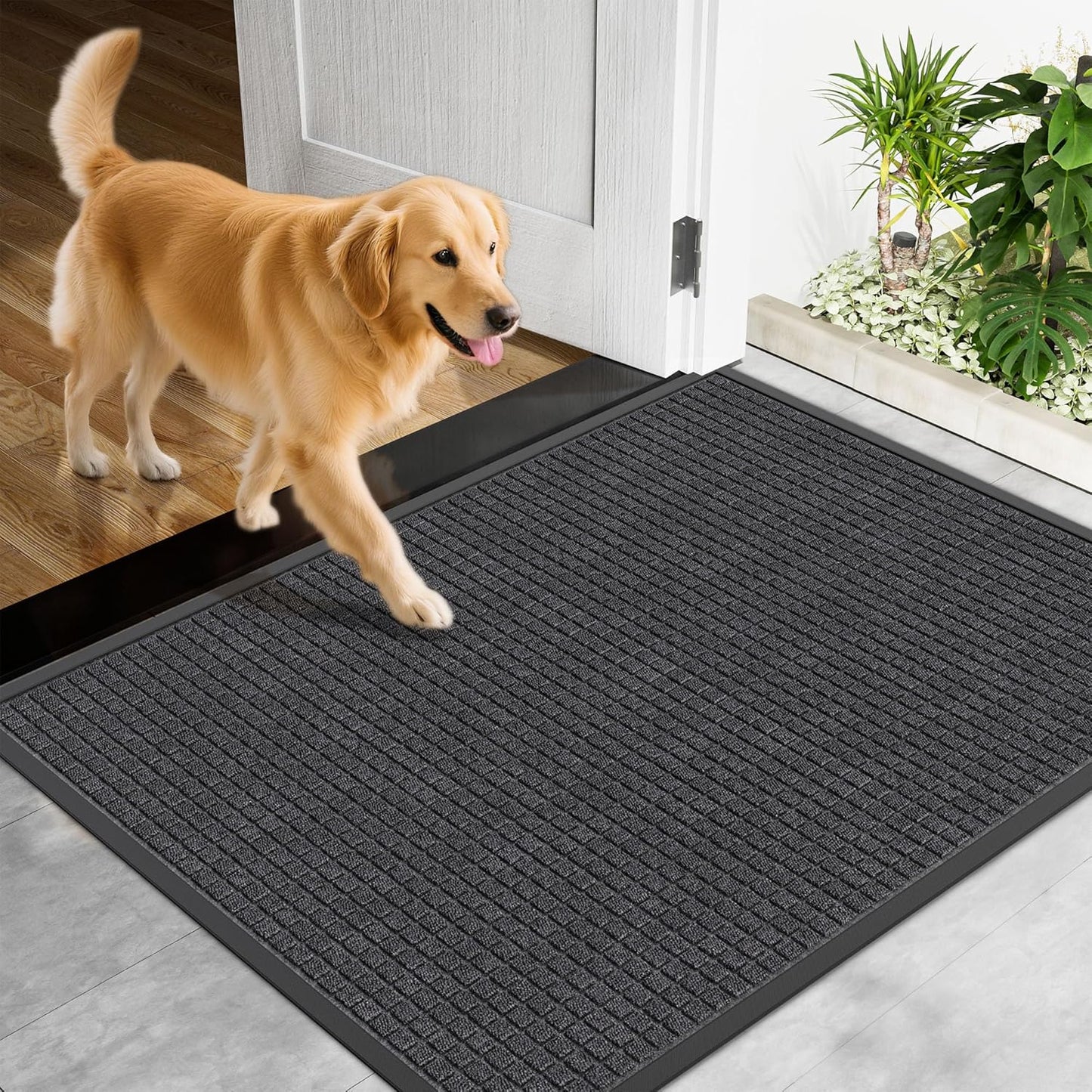 Indoor Outdoor Front Door Mats, 72" x 48" Rubber Backing Non Slip Durable Welcome Floor Mats for Patio, Garage Entrance, Stain and Fade Resistant Commercial Doormats for High Traffic