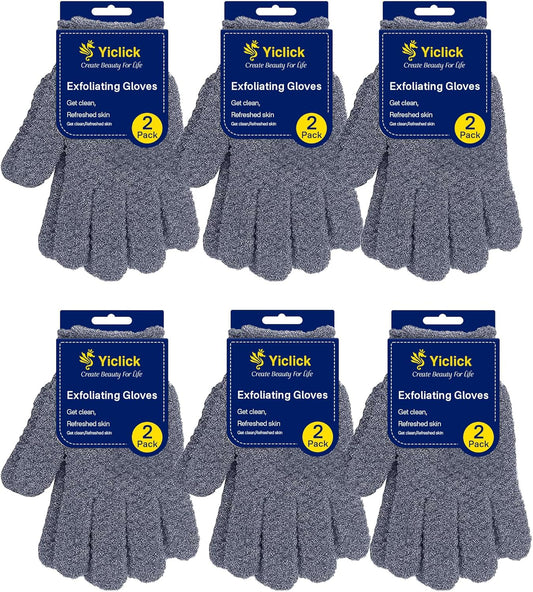 Yiclick 12Pcs Heavy Exfoliating Gloves, Body Scrub Glove For Shower Bath, Body Scrub Exfoliator, Exfoliating Body Scrubber for Bath Shower Exfoliation, Exfoliate Sponge Loofah Washcloth Mitt Men Women