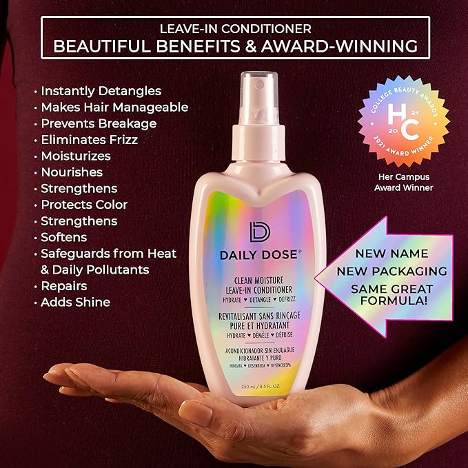 DAILY DOSE Moisturizing Duo: Leave-In Conditioner Detangler Spray + Deep Conditioner, Hair Mask/Masque - Detangles, Repairs, Restores Dry, Damaged, Color Treated Hair for All Hair Types