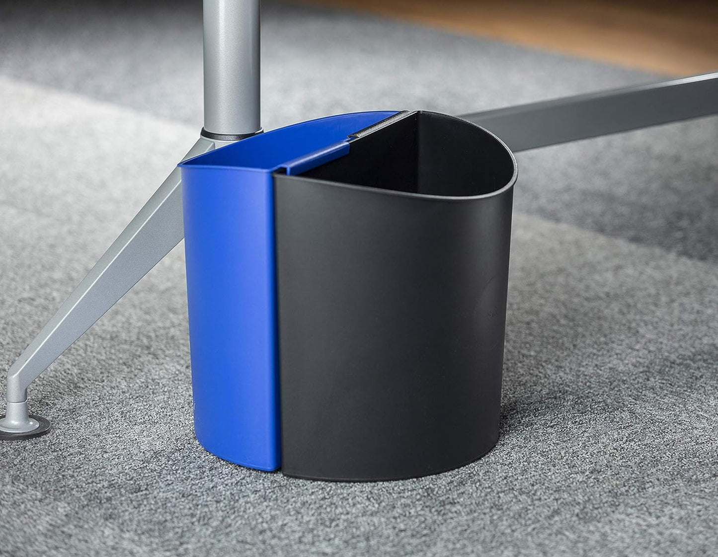 Safco Deskside Small Trash Can Recycling Bin Combo, 3 Gallon, For Kitchen, Office, Indoor Use, Black/Blue