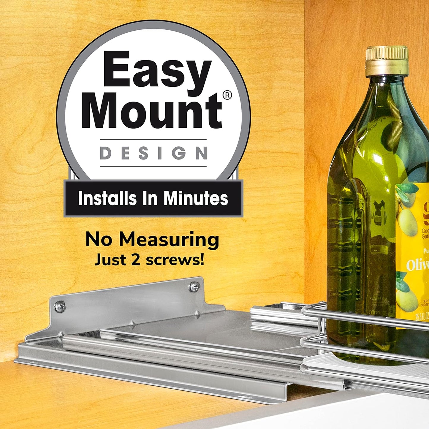 LYNK PROFESSIONAL® Pull Out Spice Rack Organizer for Inside Kitchen Cabinets - 10-1/4 inch Wide - Slide Out Drawer – Chrome Sliding Spice Cabinet Organization Shelf Racks - 1 Tier