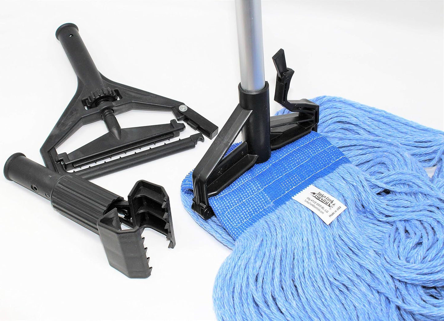 Turkey Creek Essentials Mop Heads Commercial Grade USA Made Looped End Heavy Duty Large Mop Head of Blue 4-Ply Synthetic Yarn Industrial Wet Mop Head Replacement and String Mop Refills (1, Large)