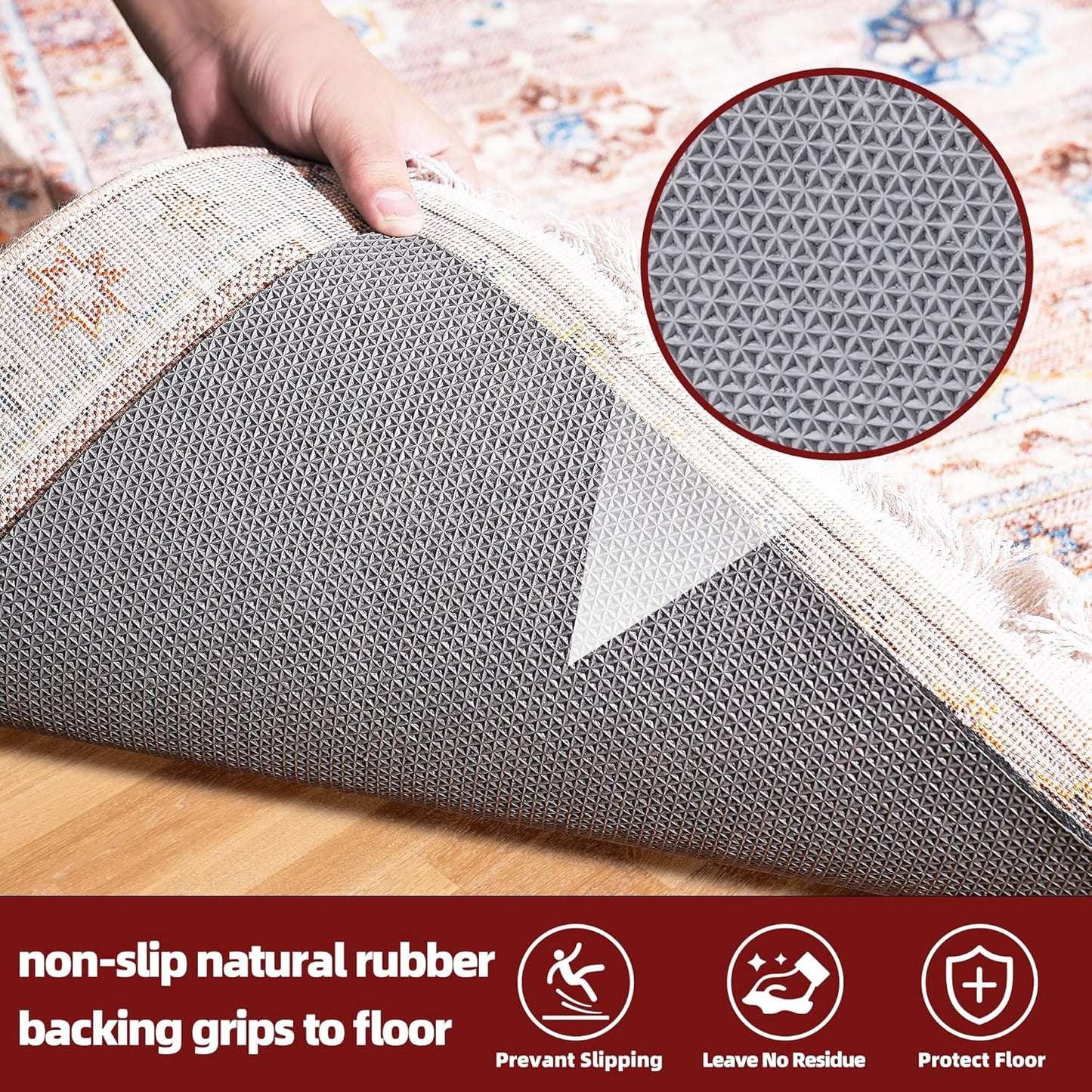 BAGAIL Felt and Natural Rubber Backing Rug Pads 1/4” Thick, Round 8 Ft Non Slip Carpet Gripper Keep Rugs in Place, Under Area Rug Protective Cushioned Pads, Carpet Runners, Hardwood Floors Protection