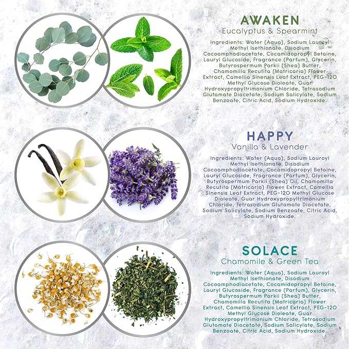 Life is Bliss | 3 Fresh & Soothing Scents | Variety Pack | Liquid Bubble Bath 16 fl oz