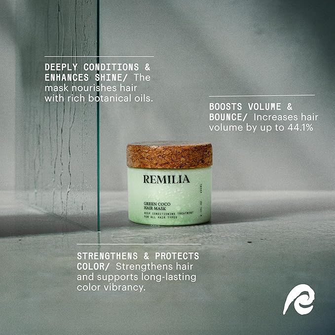 Remilia Hair Mask for Damaged Hair - Rice Protein Treatment - Deep Conditioning Mask, Volumizing & Repairing, Vegan, Made in USA 6.7 fl oz