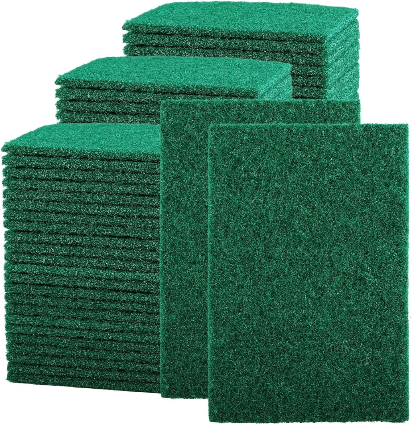 100 Pcs Scouring Pads,Heavy Duty Scour Pads,Dish Scrubber Scouring Pads,Non Scratch Scrubber Pads,Reusable Green Household Scrub Pads for Dishes Kitchen Scrubbers & Metal Grills,3x4in