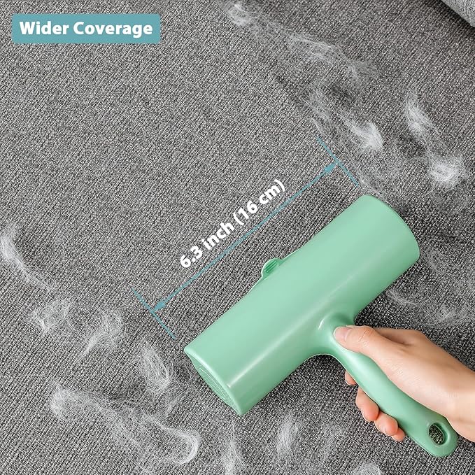 Large Lint Roller with Refills for Pet Hair Removal Extra Sticky 6.3 inch Wide Surface Lint Roller with Cover for Clothes Couch Furniture (Total 5 Sticky Rolls)
