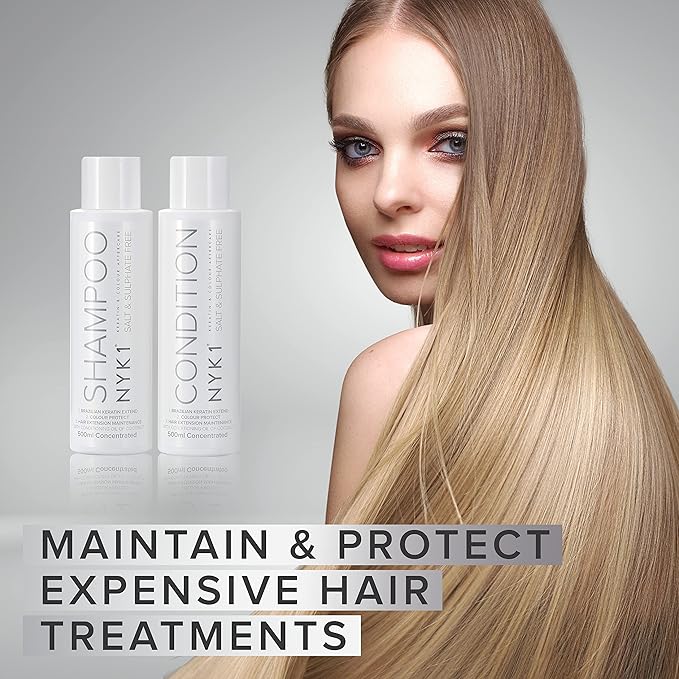SALT NYK1 Sulfate-Free Shampoo and Conditioner Set for Color-Treated Hair, Extensions and Keratin Treatments (2 x 16.9 Fl Oz)