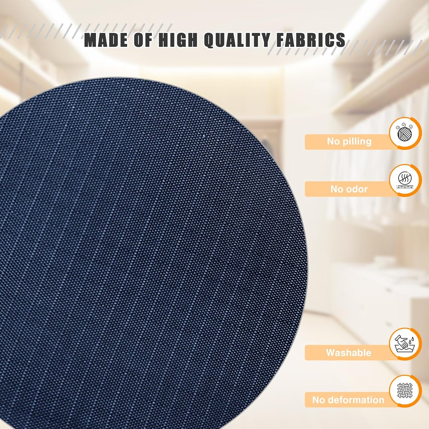 Hanging Closet Organizer - 4-Shelf, Easy Mount Foldable Wardrobe Storage Shelves for Clothes, Handbags, Shoes & Accessories - Washable Oxford Cloth Fabric, Navy Blue