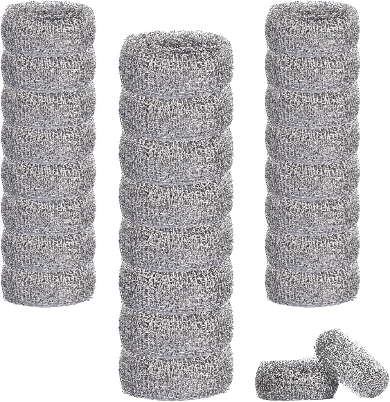 24 Pieces Stainless Steel Lint Traps for Washing Machine Hose,Rust-Proof Pet Lint Catcher Mesh Filter with 24 Pieces Cable Ties