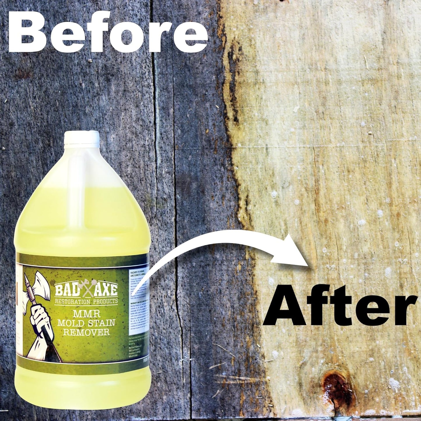 Bad Axe MMR Instant Mold Stain and Mildew Stain Remover - Professional Strength, Contractor Grade Cleaning Solution, Professional Quality Formula, Odor Removal, 1 Gallon (4)