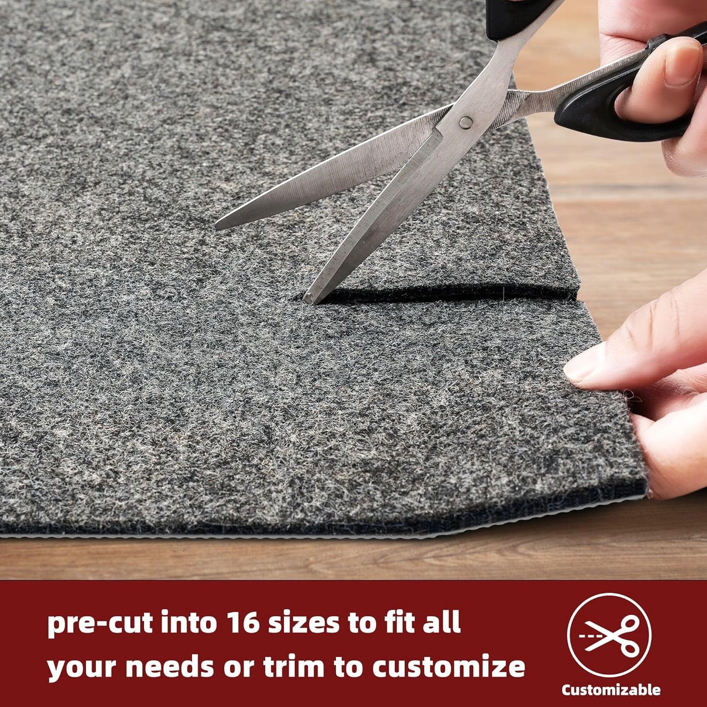 BAGAIL Felt and Natural Rubber Backing Rug Pads 1/8” Thick, 2 x 4 Ft Non Slip Rug Gripper Keep Rugs in Place, Under Area Rug Protective Cushioned Pads, Carpet Runners, Hardwood Floors Protection