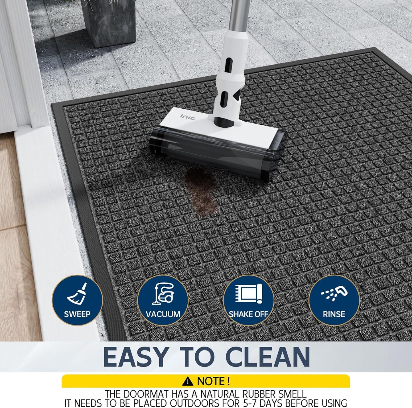 Indoor Outdoor Front Door Mats, 48" x 24" Rubber Backing Non Slip Durable Welcome Floor Mats for Patio, Garage Entrance, Stain and Fade Resistant Commercial Doormats for High Traffic