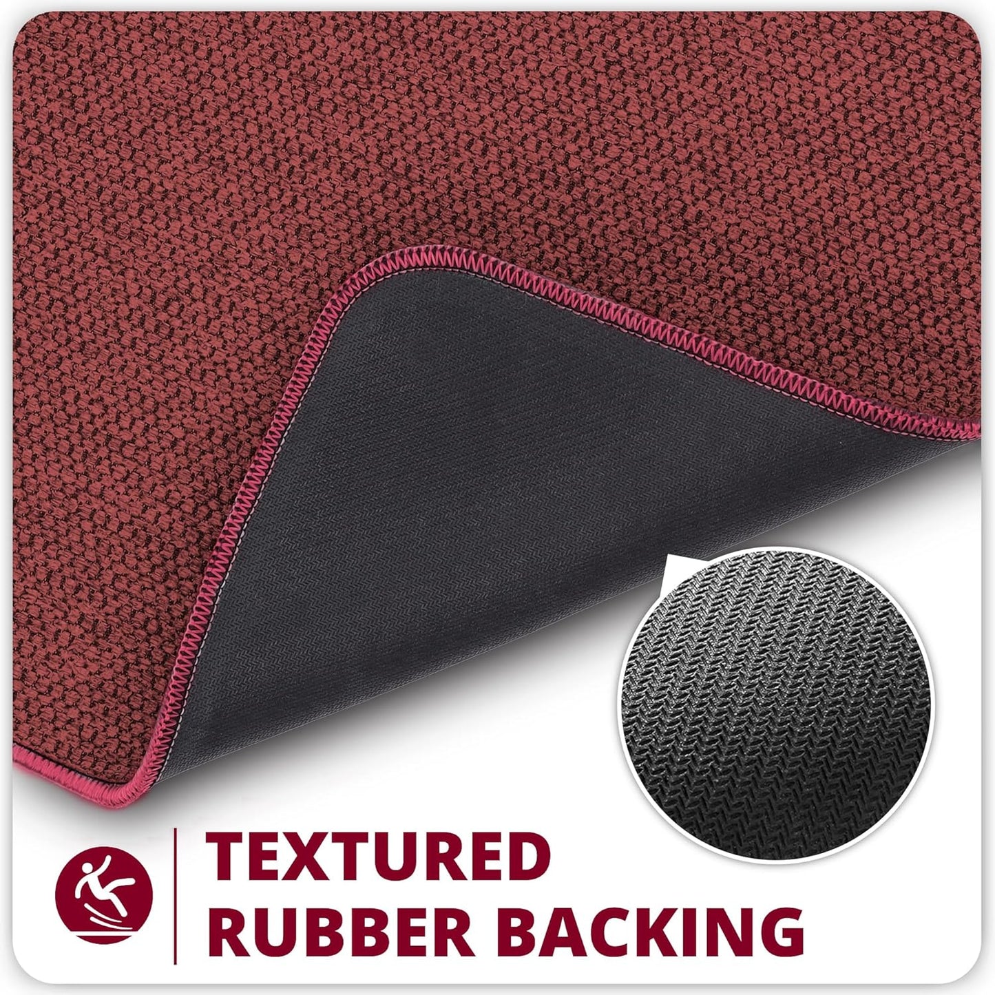 Bath Mat,Ultra Thin Bathroom Rugs,Rubber Bath Mats for Bathroom,No Slip Bath Rugs,Quick Dry,Machine Washable,Low Pile,Absorbent,Shower Outside,Sink,Home Decor Accessories.Red,1'5"x2'3"(2 Pack)