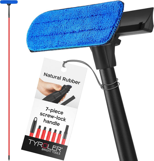 Tyroler Professional Window Squeegee for Home, 12"-110" Long Squeegee for Window Cleaning, 2-in-1 Window Cleaning Squeegee Kit, Indoor & Outdoor Window Cleaner Tool for High Windows & Glass (12"-110")