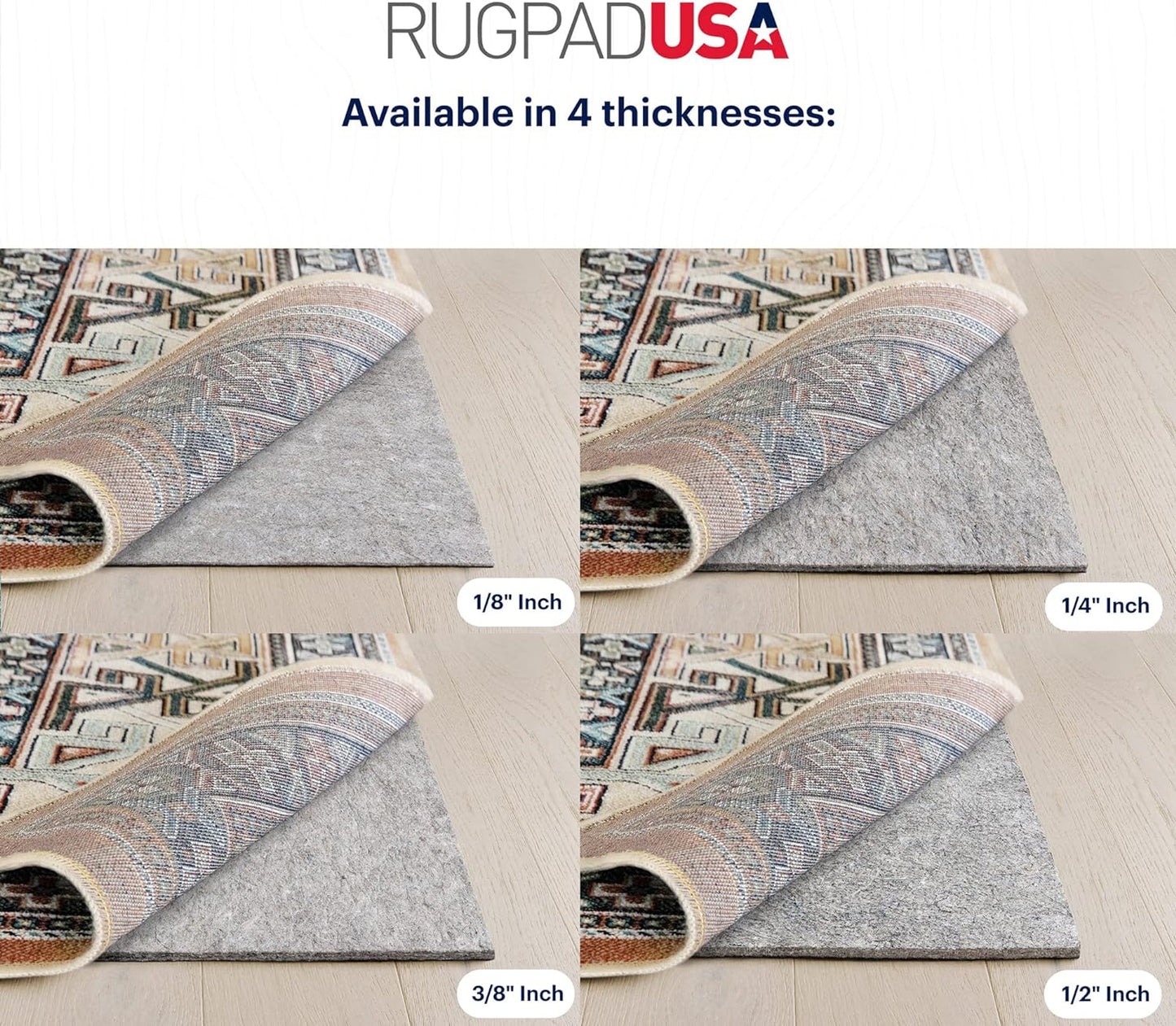 RUGPADUSA - Dual Surface - 7'x9' - 3/8" Thick - Felt + Rubber - Enhanced Non-Slip Rug Pad - Adds Comfort and Protection - for Hard Surface Floors